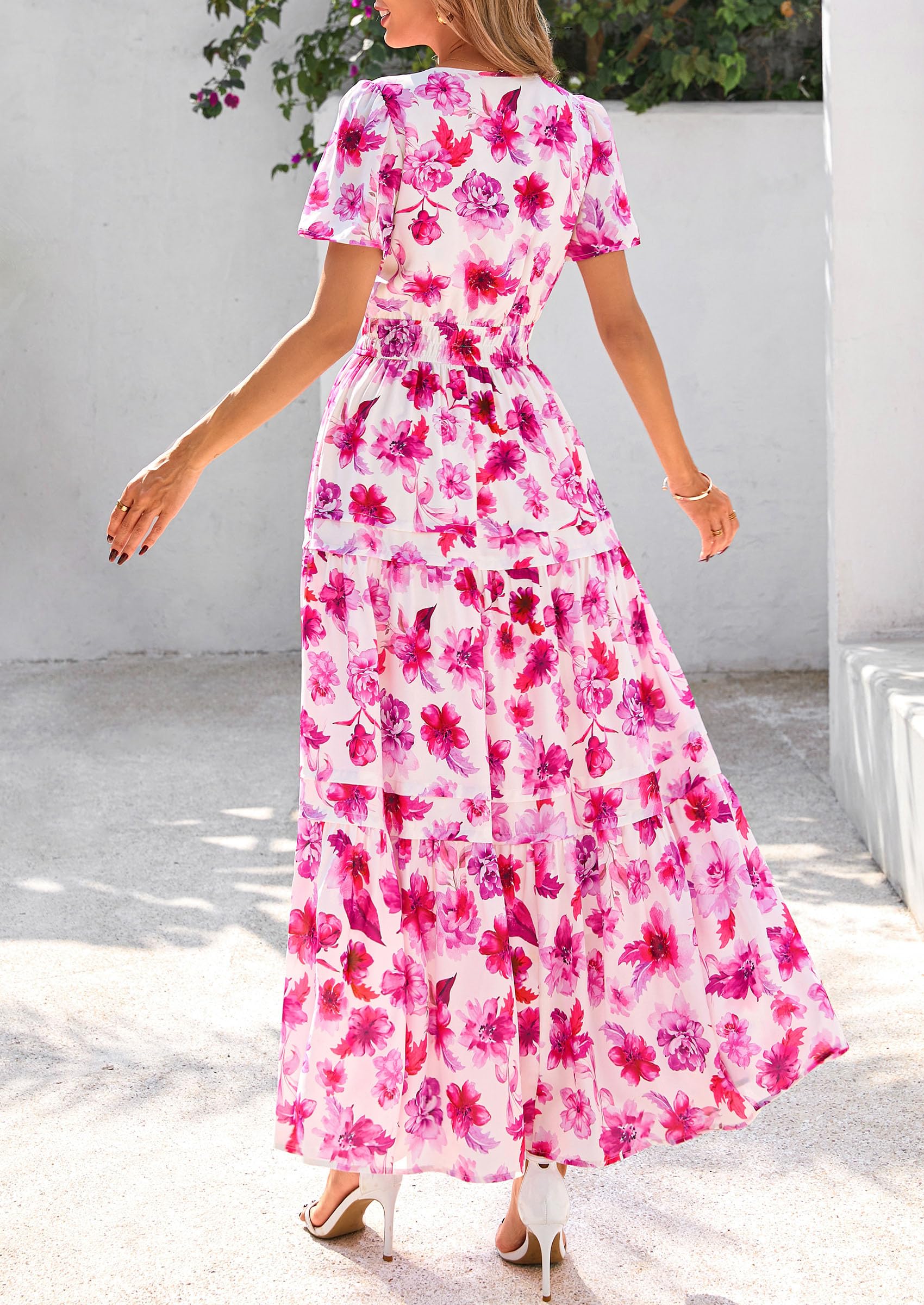 Foto 2 | Vestido Largo Prettygarden Para Mujer, Estampado Floral, Cuello En V, Corte A - Venta Internacional.