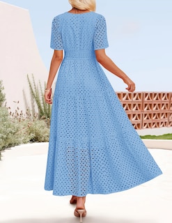 Foto 5 | Vestido Largo Zesica 2025 De Verano Con Manga Corta Y Cuello En V Para Mujer - Venta Internacional.