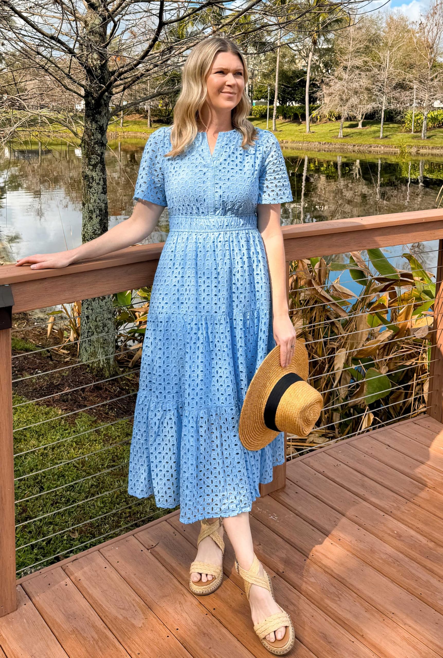 Foto 7 pulgar | Vestido Largo Zesica 2025 De Verano Con Manga Corta Y Cuello En V Para Mujer - Venta Internacional.