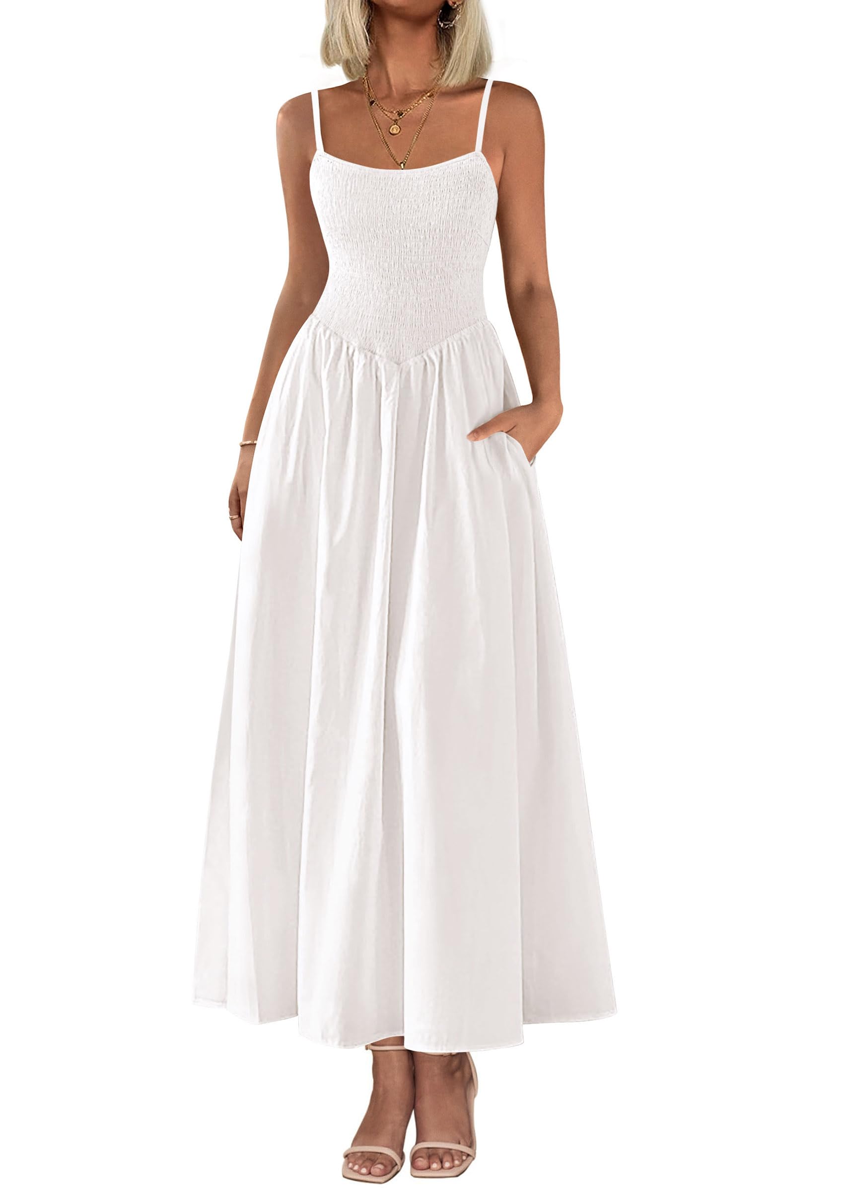 Foto 2 pulgar | Vestido Largo Prettygarden Para Mujer, Estampado, Verano 2025, Blanco - Venta Internacional.