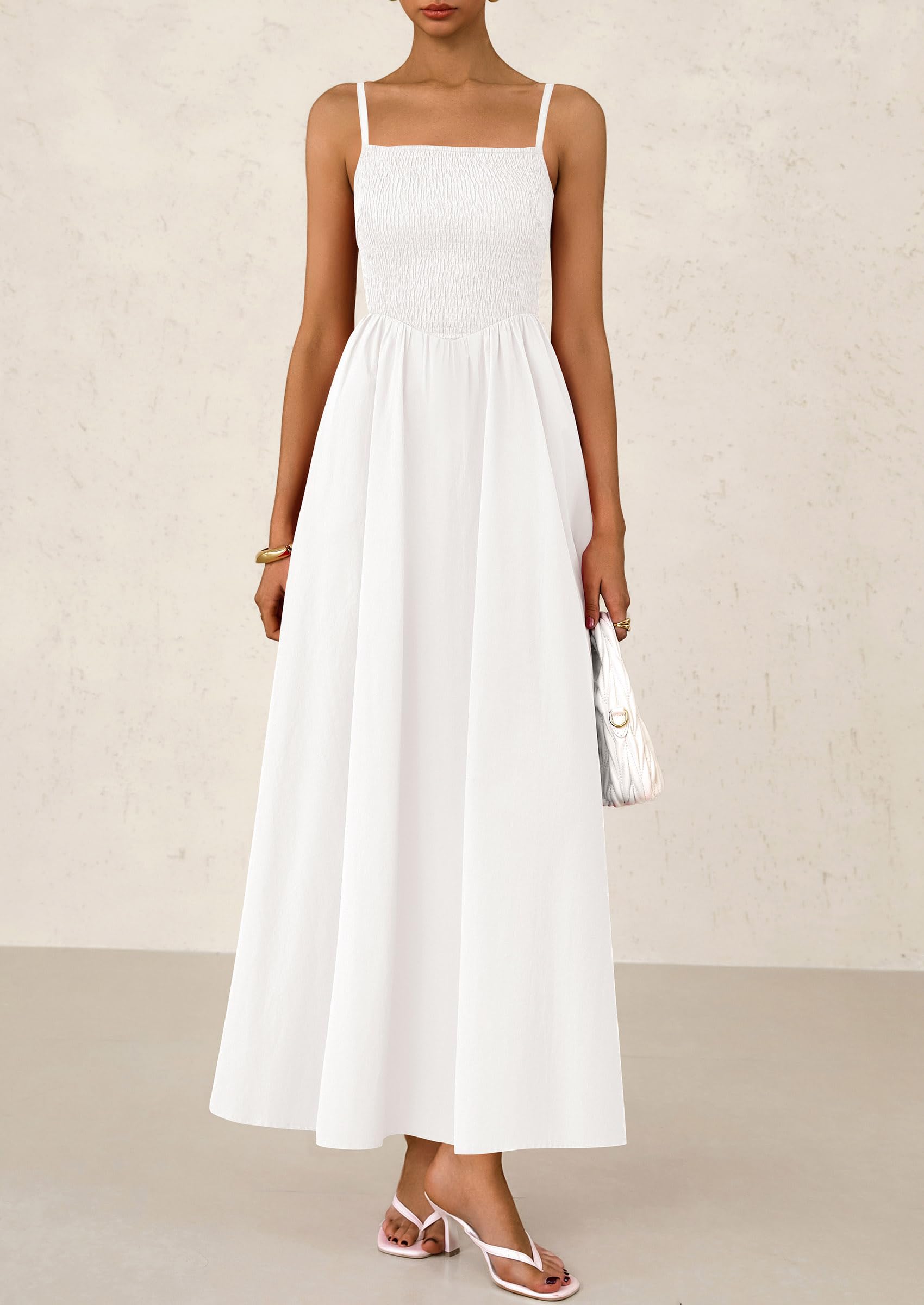 Foto 3 | Vestido Largo Prettygarden Para Mujer, Estampado, Verano 2025, Blanco - Venta Internacional.