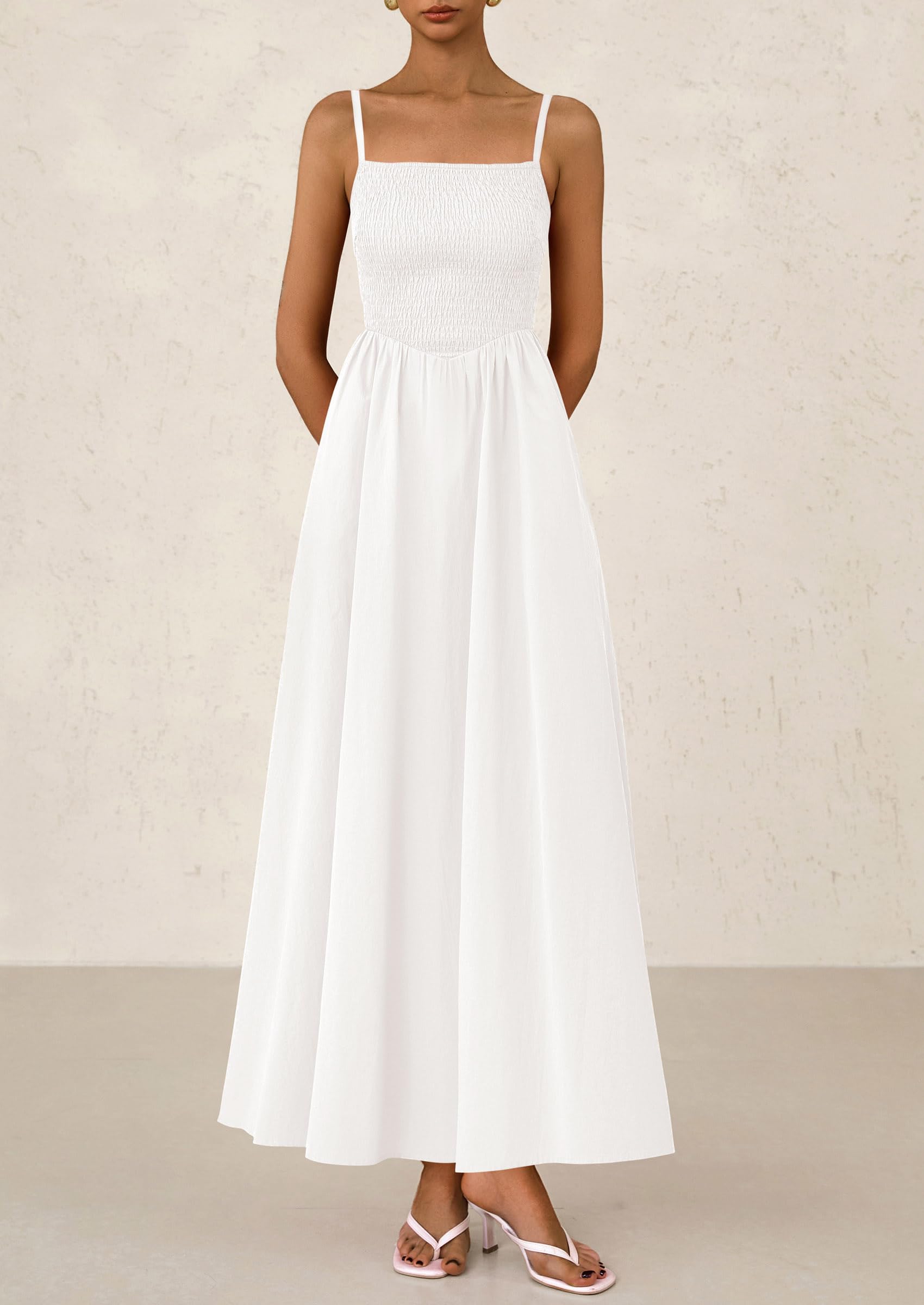 Foto 5 pulgar | Vestido Largo Prettygarden Para Mujer, Estampado, Verano 2025, Blanco - Venta Internacional.