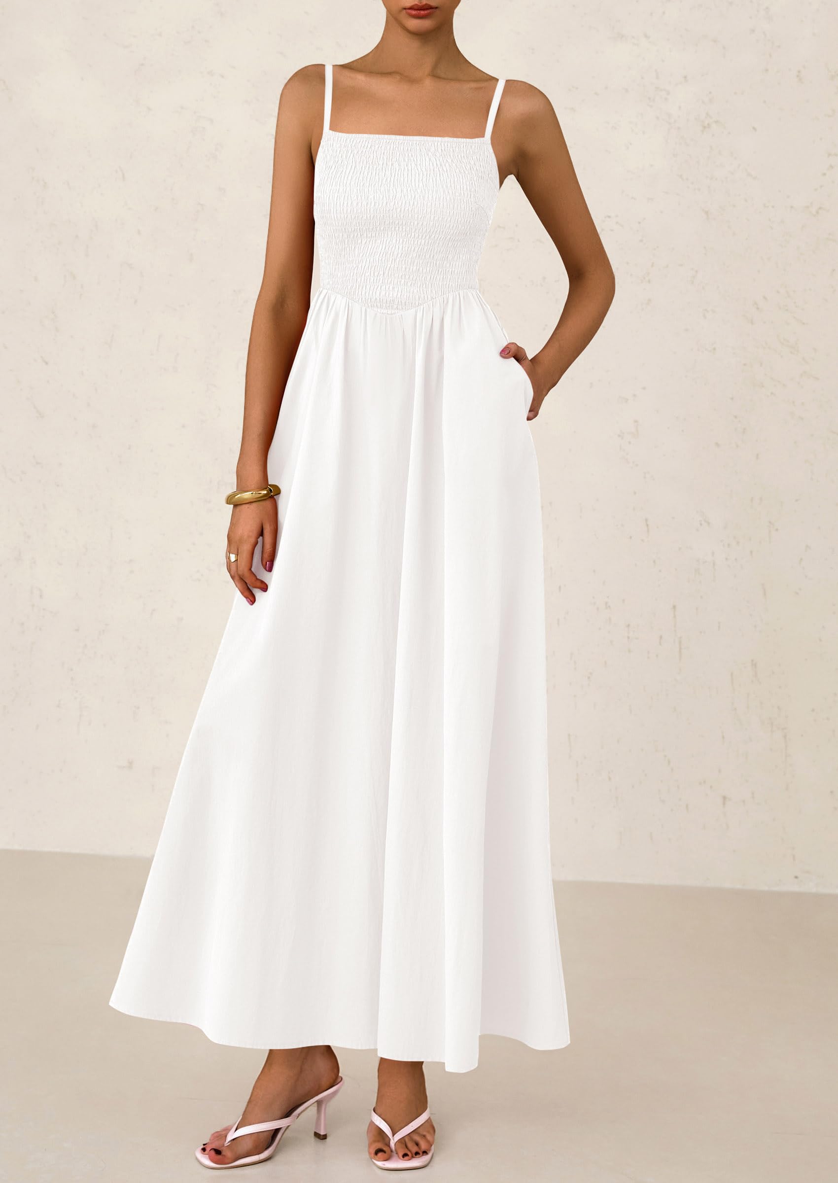 Foto 7 | Vestido Largo Prettygarden Para Mujer, Estampado, Verano 2025, Blanco - Venta Internacional.