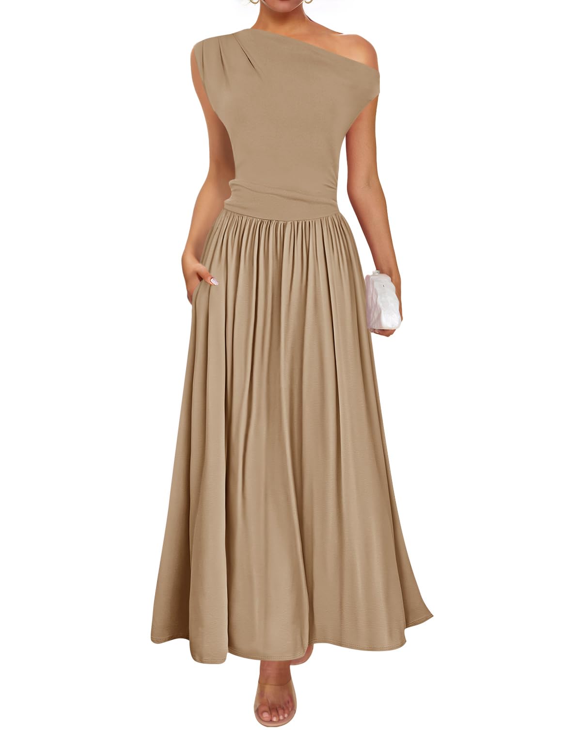 Vestido Largo Zesica Summer 2025 Con Un Solo Hombro Casual Para Mujer - Venta Internacional.