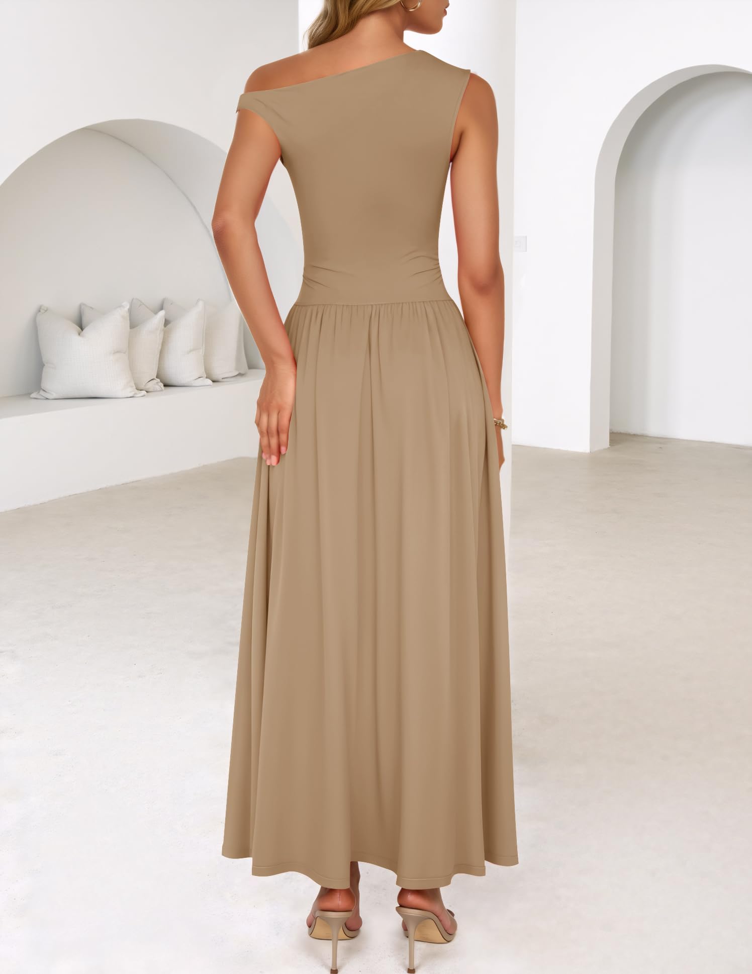 Foto 5 pulgar | Vestido Largo Zesica Summer 2025 Con Un Solo Hombro Casual Para Mujer - Venta Internacional.