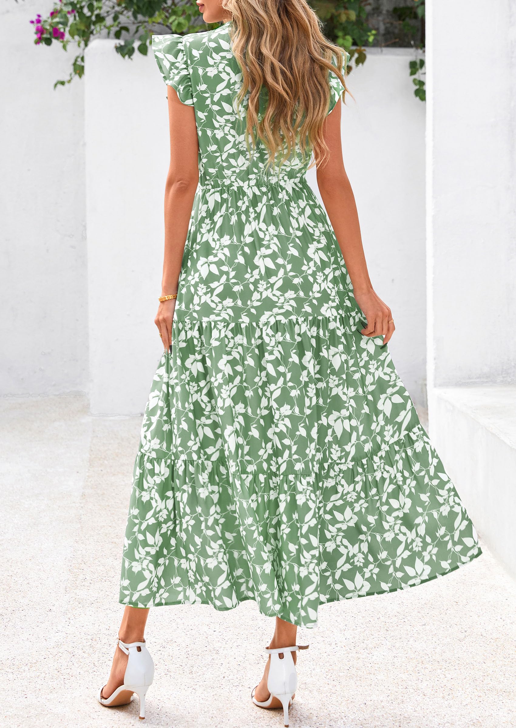 Foto 3 pulgar | Vestido Midi Prettygarden Para Mujer Con Cuello En V Con Estampado Floral De Verano 2025 - Venta Internacional.