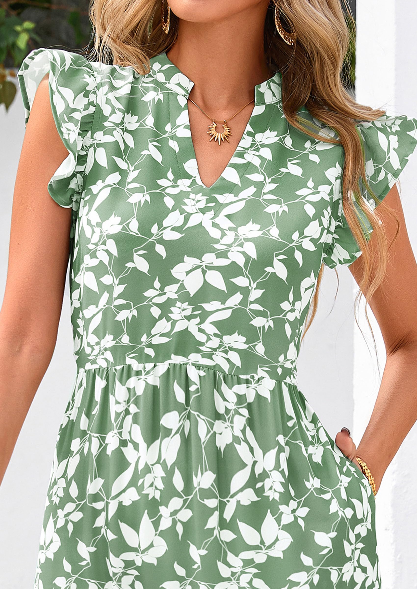 Foto 6 pulgar | Vestido Midi Prettygarden Para Mujer Con Cuello En V Con Estampado Floral De Verano 2025 - Venta Internacional.