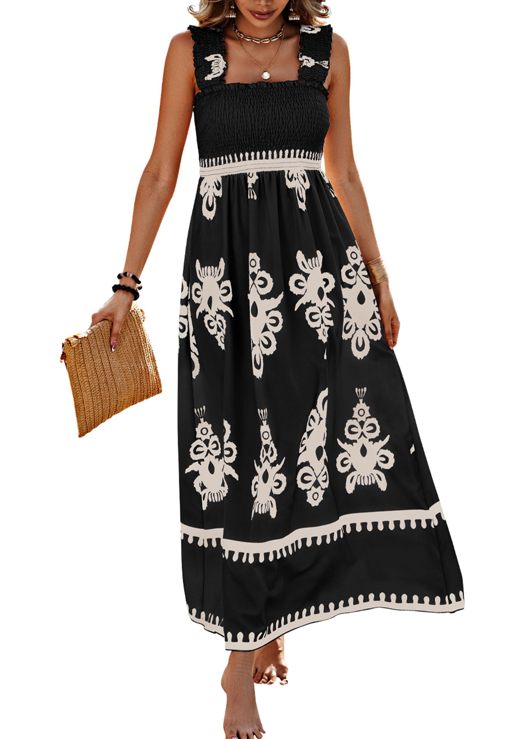Foto 2 pulgar | Vestido Prettygarden Bohemio Floral Maxi Corte A - Venta Internacional