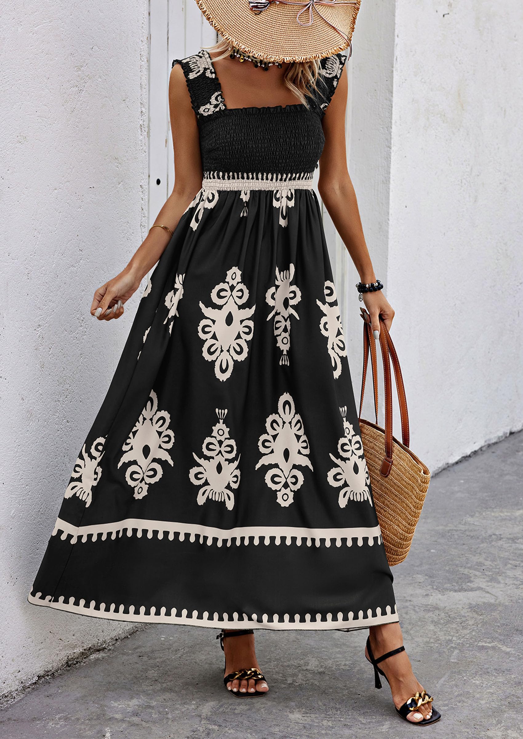 Foto 4 pulgar | Vestido Prettygarden Bohemio Floral Maxi Corte A - Venta Internacional