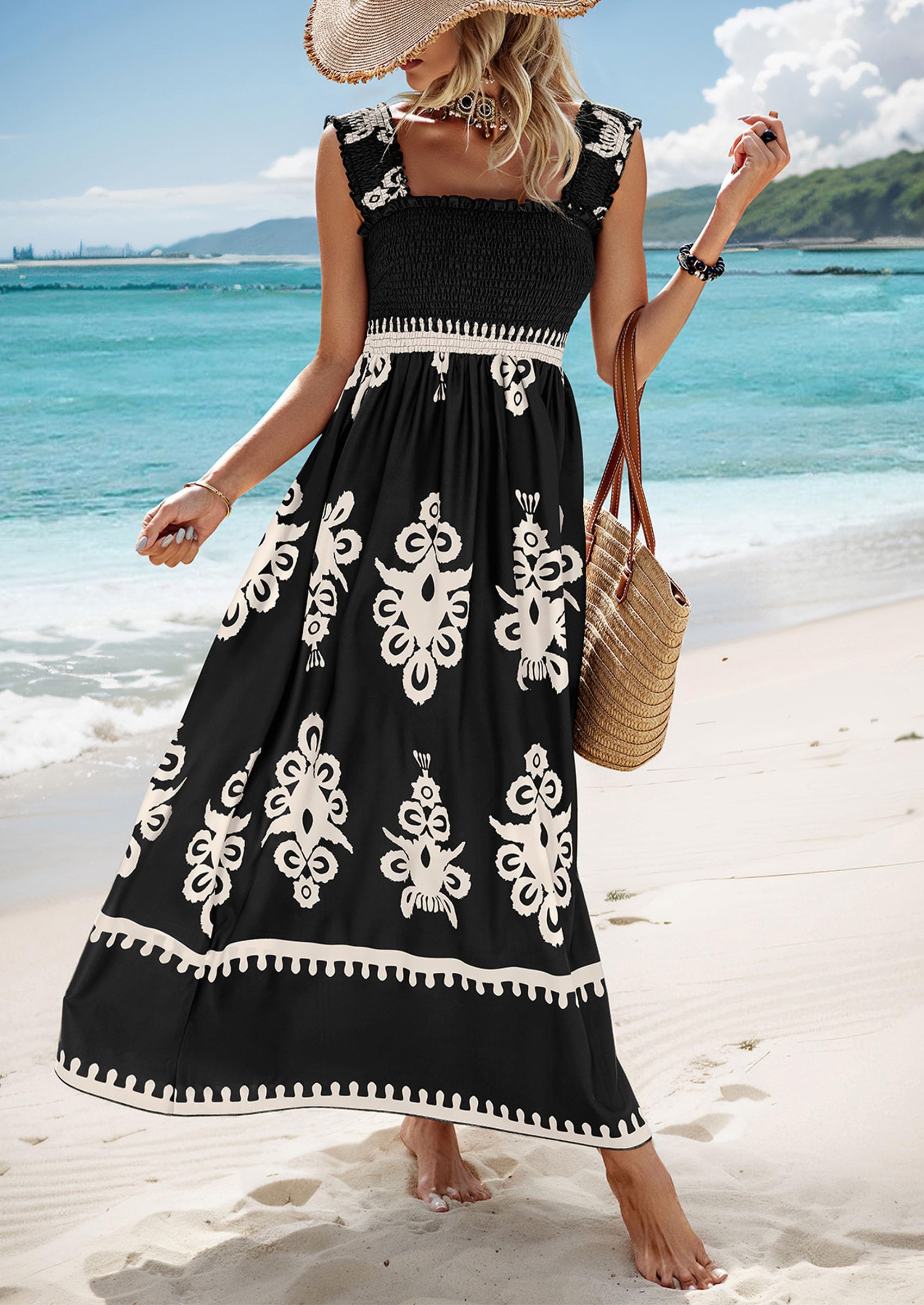Foto 5 pulgar | Vestido Prettygarden Bohemio Floral Maxi Corte A - Venta Internacional