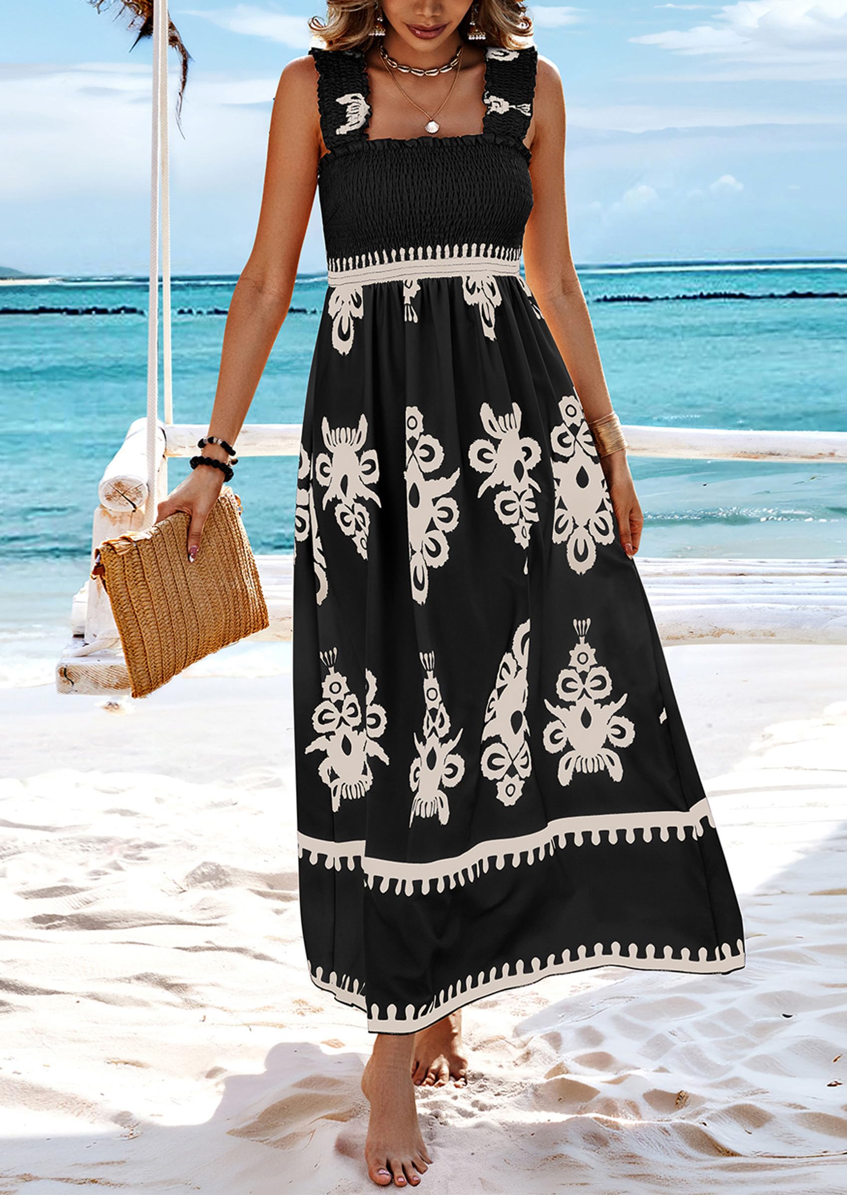 Foto 8 pulgar | Vestido Prettygarden Bohemio Floral Maxi Corte A - Venta Internacional
