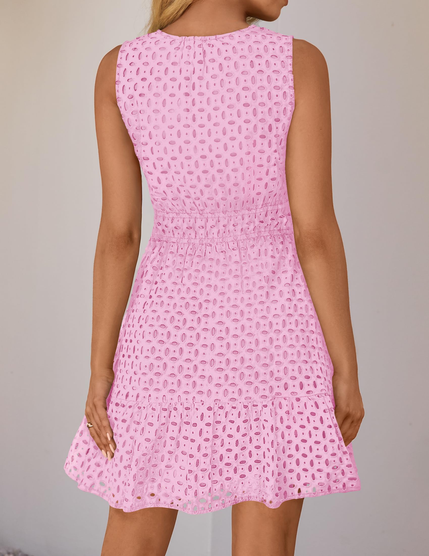 Foto 5 pulgar | Vestido Zesica Para Mujer, Sin Mangas, Cuello En V, Ojales, Color Rosa - Venta Internacional.