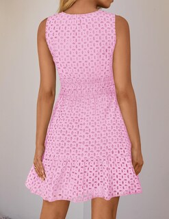 Foto 4 | Vestido Zesica Para Mujer, Sin Mangas, Cuello En V, Ojales, Color Rosa - Venta Internacional.