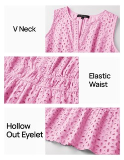 Foto 5 | Vestido Zesica Para Mujer, Sin Mangas, Cuello En V, Ojales, Color Rosa - Venta Internacional.