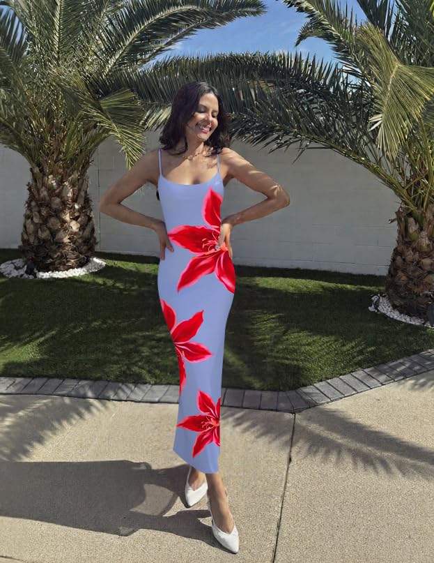 Foto 5 | Vestido Largo Zesica Para Mujer, Estampado Floral, Tirantes Finos - Venta Internacional.