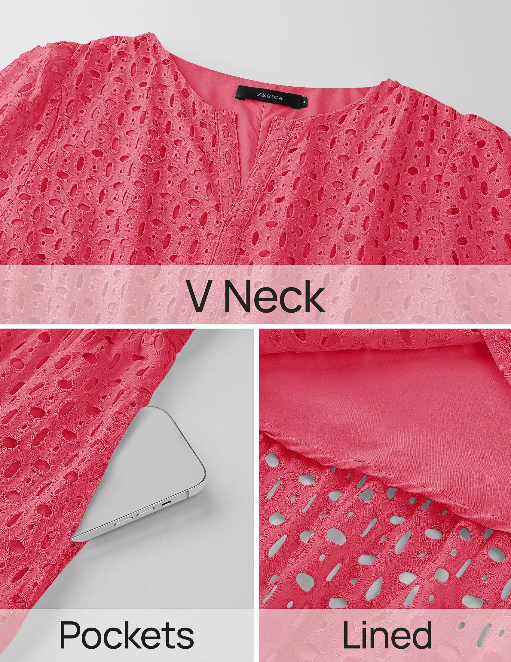 Foto 8 pulgar | Vestido Largo Zesica 2025 De Verano Con Manga Corta Y Cuello En V Para Mujer - Venta Internacional.