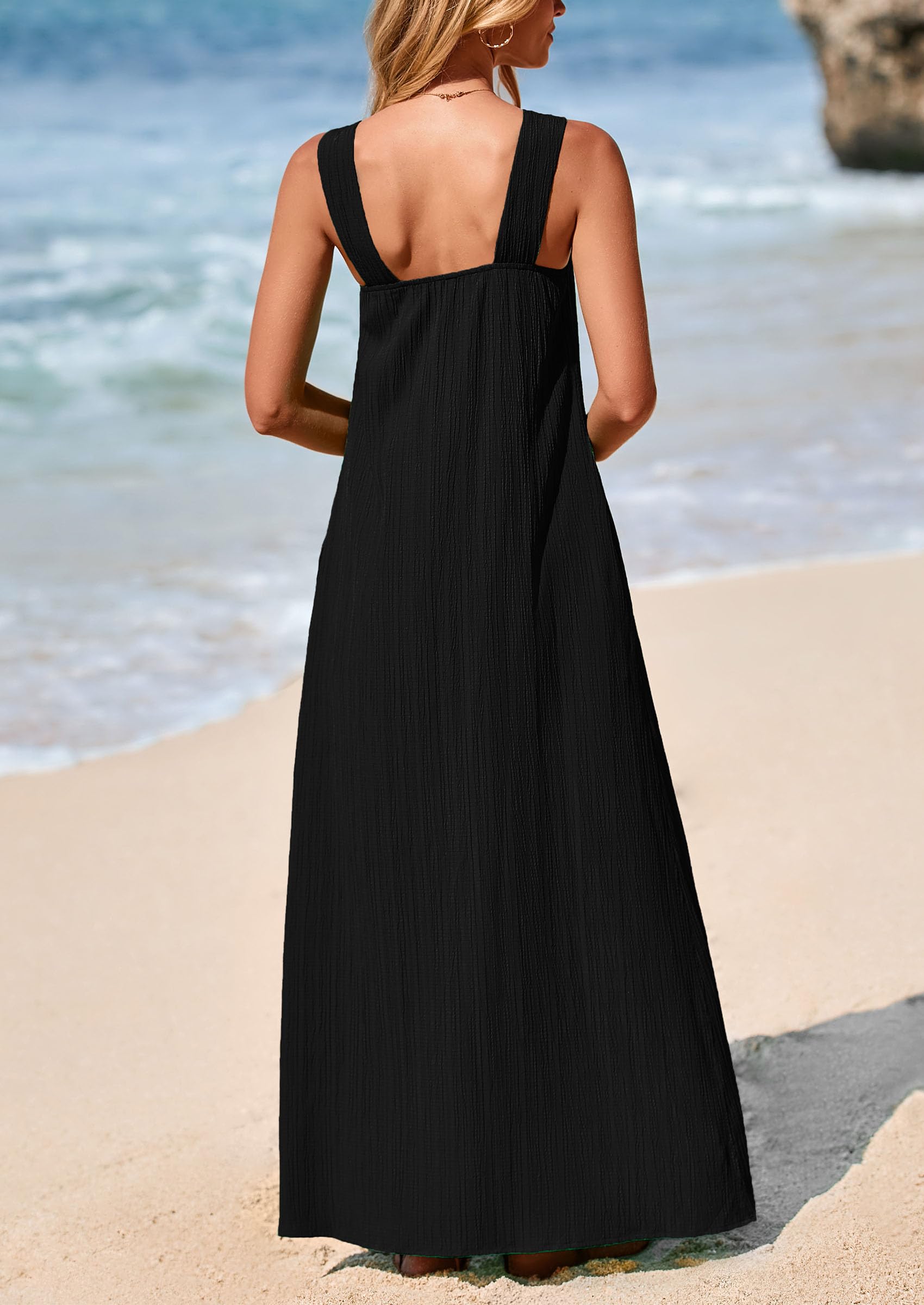 Foto 3 pulgar | Vestido De Verano Prettygarden Para Mujer 2025 Con Tiras Holgadas, Negro - Venta Internacional.