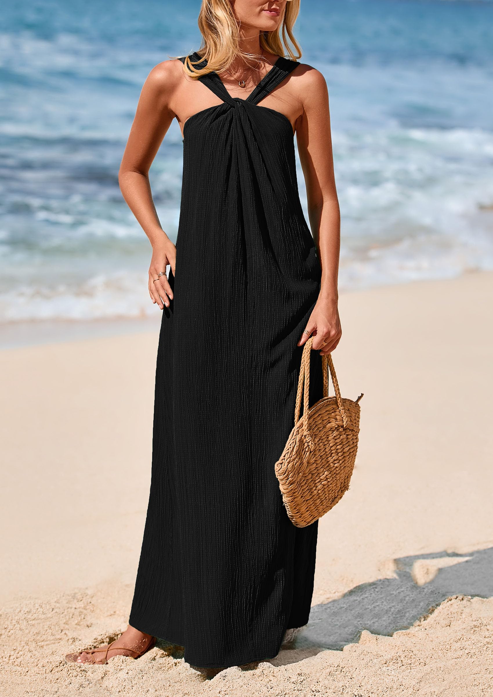 Foto 5 pulgar | Vestido De Verano Prettygarden Para Mujer 2025 Con Tiras Holgadas, Negro - Venta Internacional.