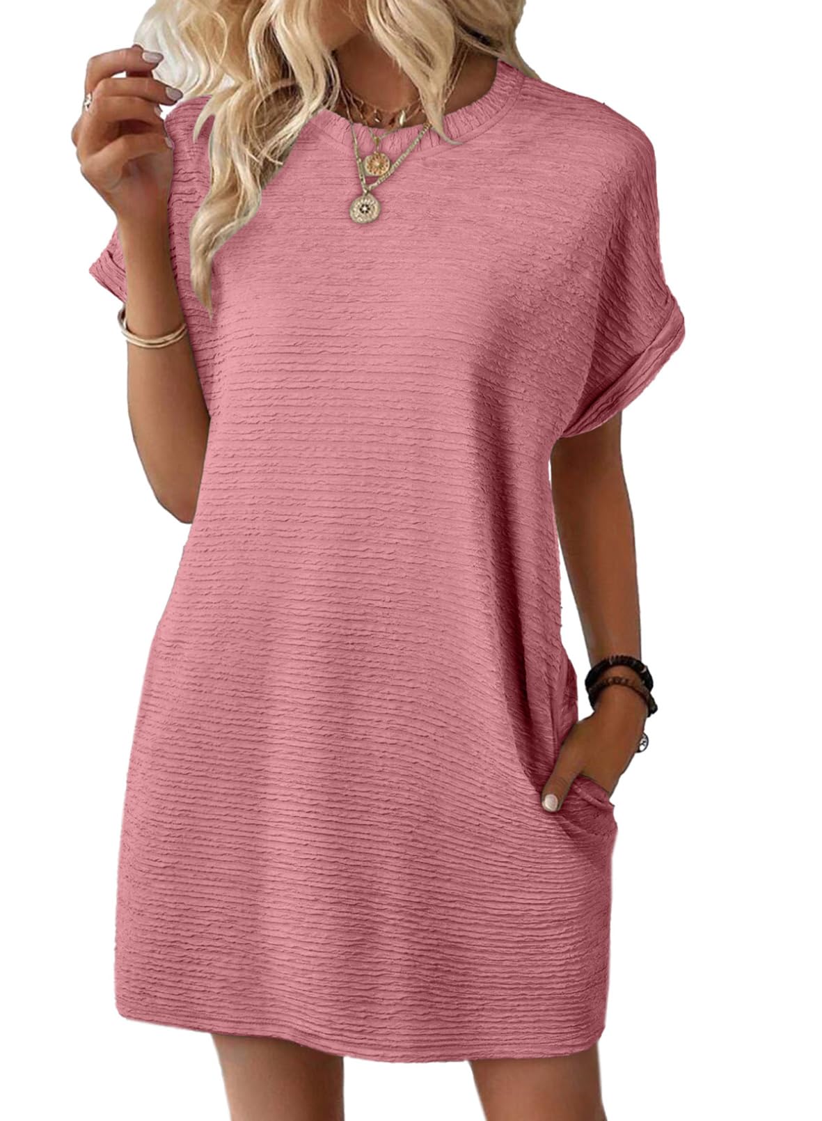 Vestido De Verano Evaless 2025 Fashion De Manga Corta Con Bolsillos - Venta Internacional.