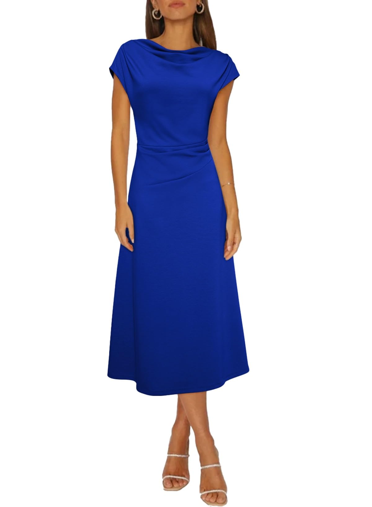 Vestido De Cóctel Happy Sailed, Manga Corta, Cintura Fruncida, Línea A - Venta Internacional.