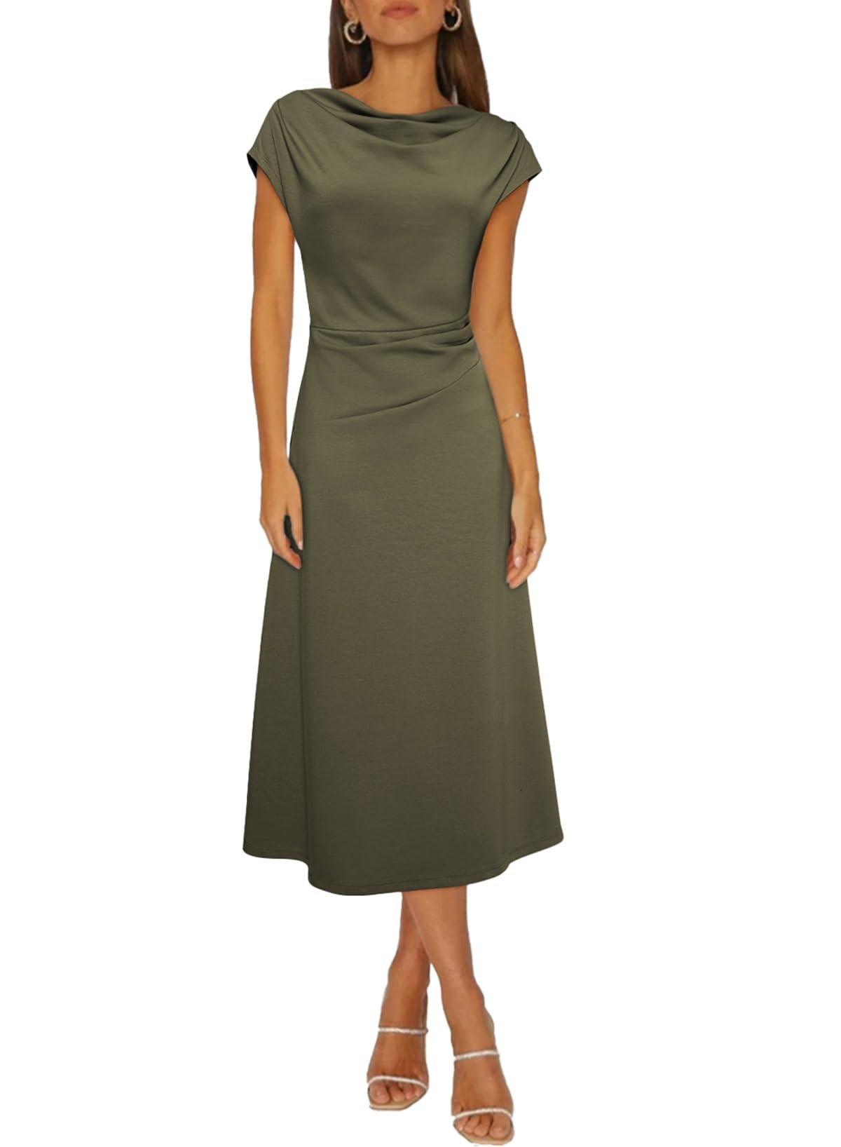 Foto 2 pulgar | Vestido Formal Happy Sailed, Cuello Vuelto, Cintura Fruncida, Verde - Venta Internacional.