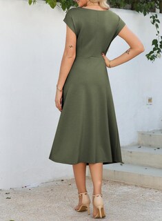 Foto 6 | Vestido Formal Happy Sailed, Cuello Vuelto, Cintura Fruncida, Verde - Venta Internacional.