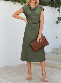 Foto 7 | Vestido Formal Happy Sailed, Cuello Vuelto, Cintura Fruncida, Verde - Venta Internacional.