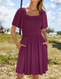 Foto 2 | Vestido Zesica 2025 Casual De Verano Con Manga Pequeña Ondulada Para Mujer - Venta Internacional.
