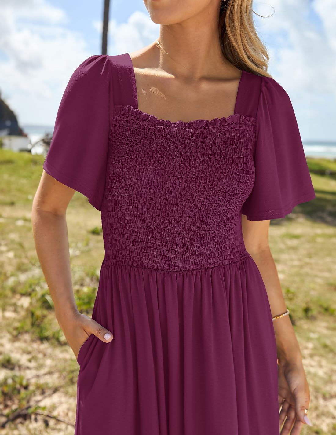 Foto 4 pulgar | Vestido Zesica 2025 Casual De Verano Con Manga Pequeña Ondulada Para Mujer - Venta Internacional.