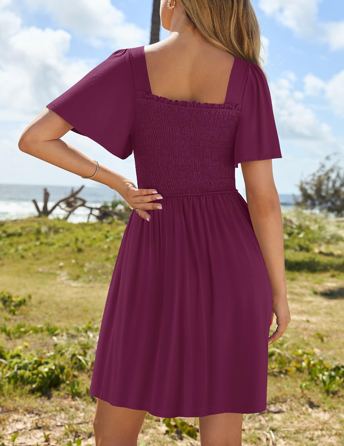 Foto 5 pulgar | Vestido Zesica 2025 Casual De Verano Con Manga Pequeña Ondulada Para Mujer - Venta Internacional.