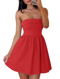 Foto 1 | Vestido Zesica Summer Strapless Mini 2025 Con Hombros Descubiertos, Rojo - Venta Internacional.