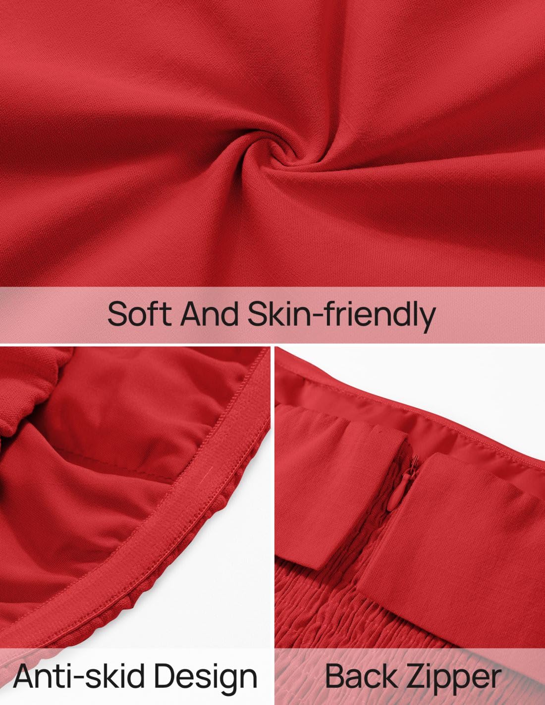 Foto 7 pulgar | Vestido Zesica Summer Strapless Mini 2025 Con Hombros Descubiertos, Rojo - Venta Internacional.