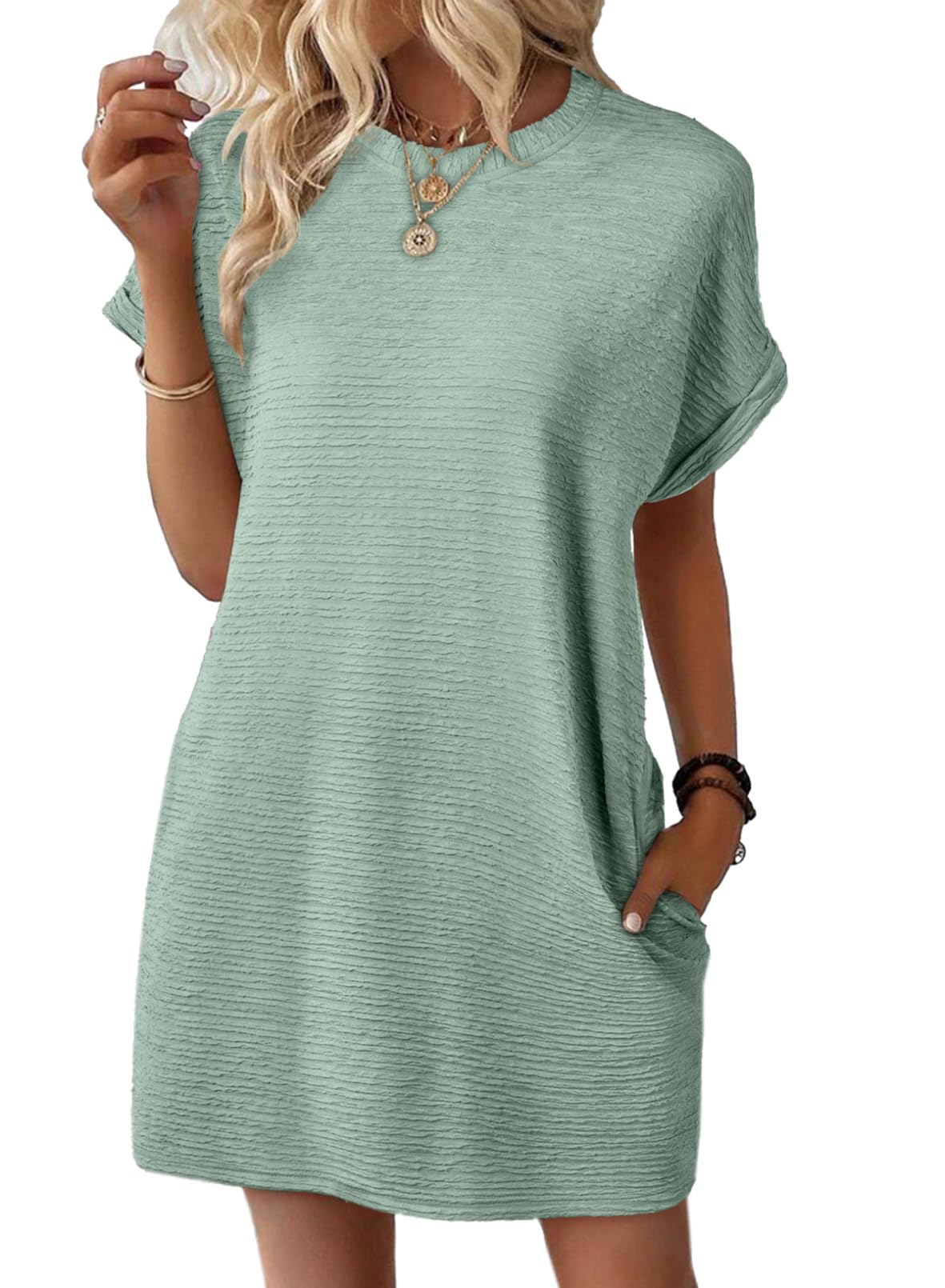 Foto 2 pulgar | Vestido Evaless, Verano 2025, Moda, Manga Corta, Talla Grande - Venta Internacional.