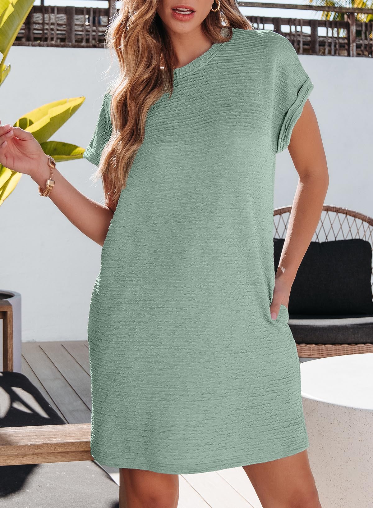 Foto 4 pulgar | Vestido Evaless, Verano 2025, Moda, Manga Corta, Talla Grande - Venta Internacional.