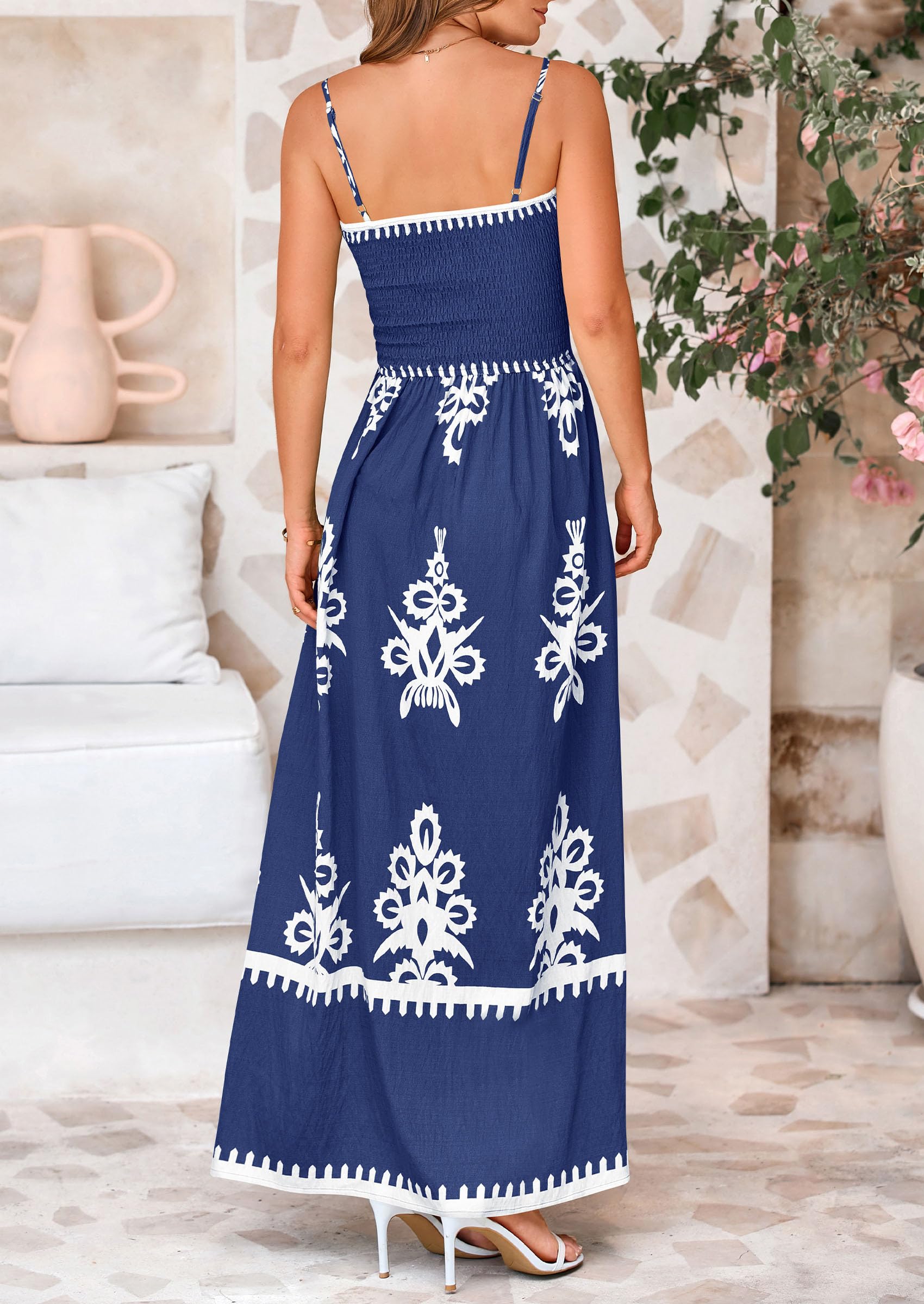 Foto 2 | Vestido De Verano Prettygarden Vestido De Verano Con Estampado Floral Para Mujer, Color Azul Oscuro - Venta Internacio