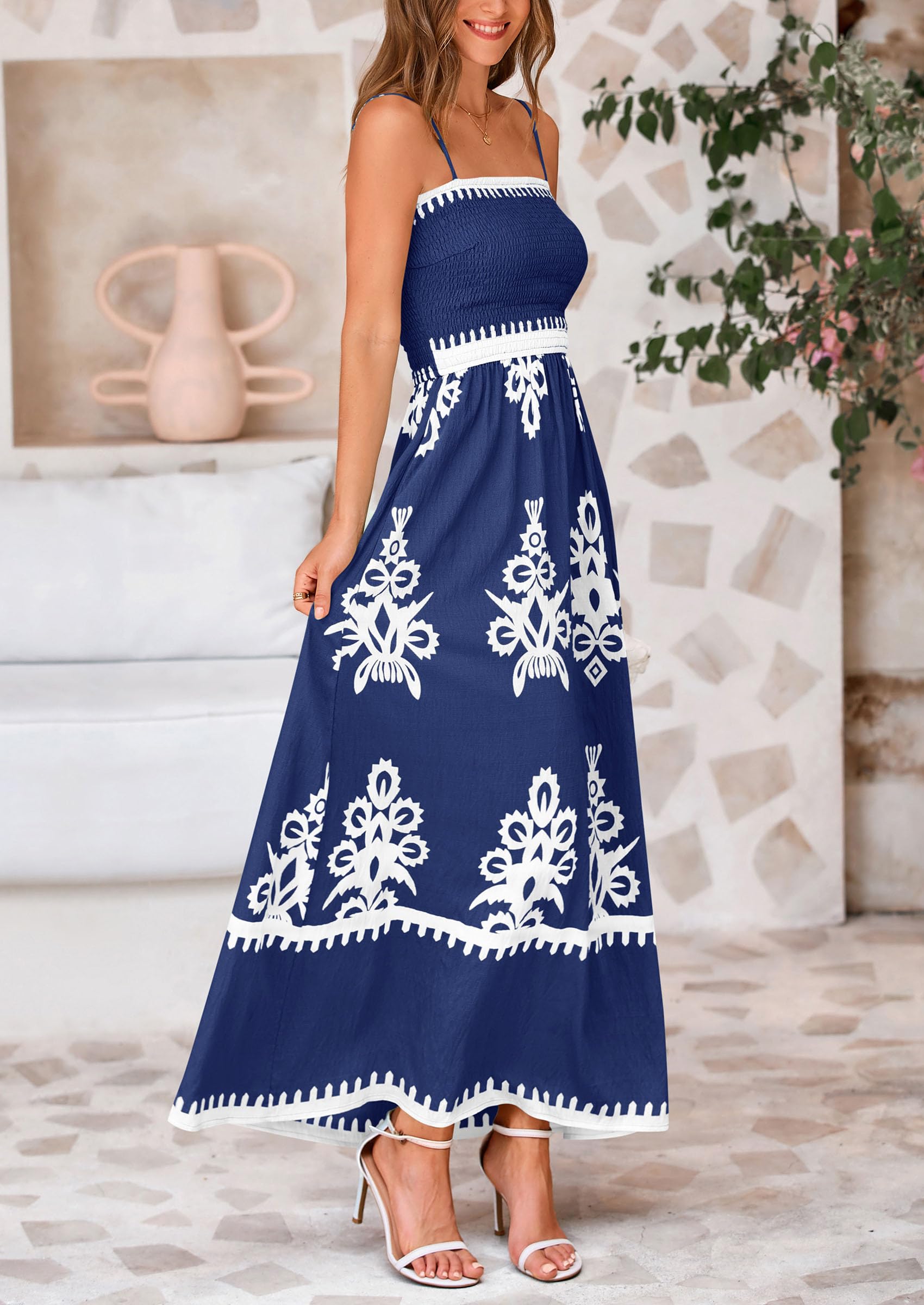 Foto 4 pulgar | Vestido De Verano Prettygarden Vestido De Verano Con Estampado Floral Para Mujer, Color Azul Oscuro - Venta Internacio