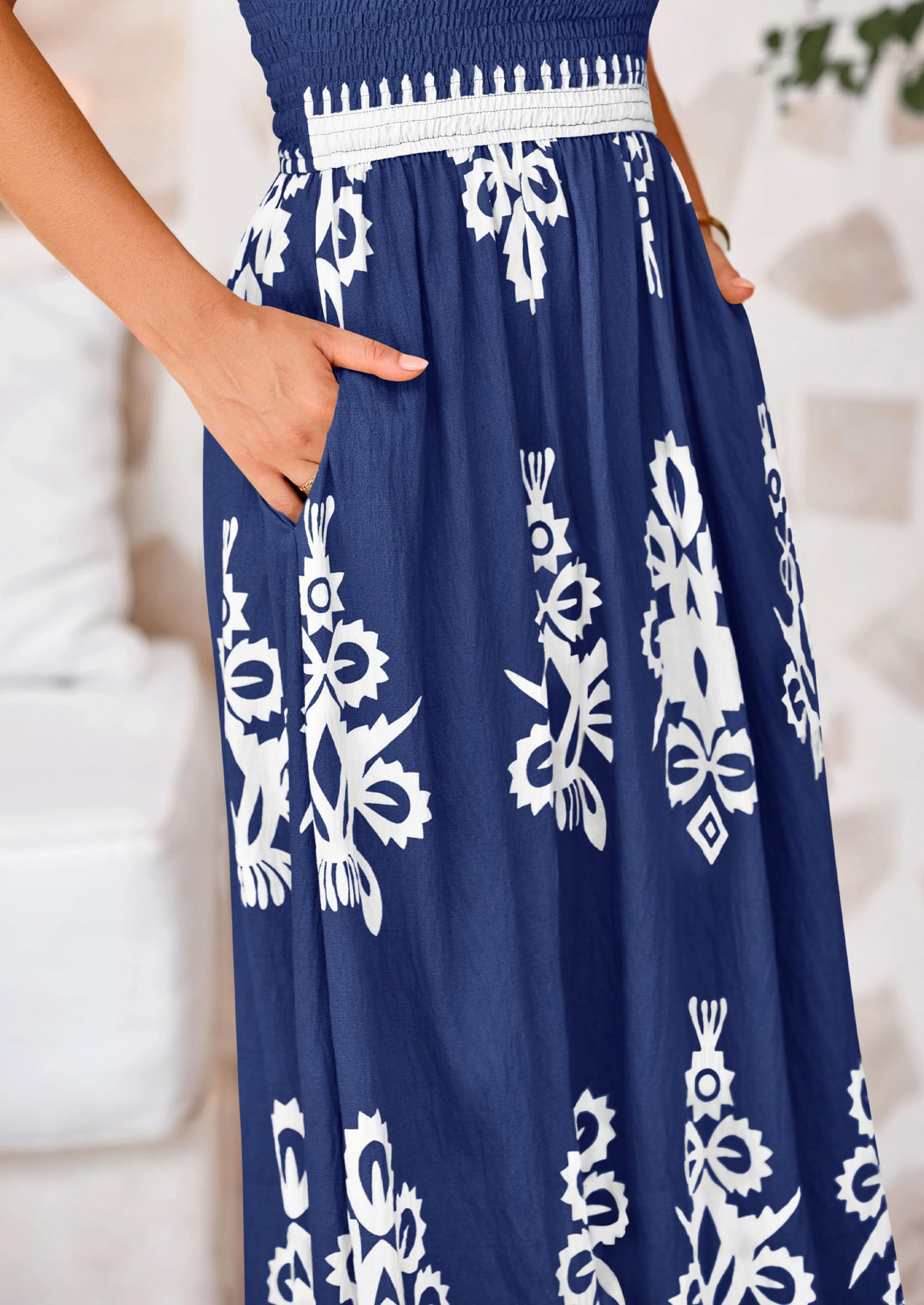 Foto 6 pulgar | Vestido De Verano Prettygarden Vestido De Verano Con Estampado Floral Para Mujer, Color Azul Oscuro - Venta Internacio