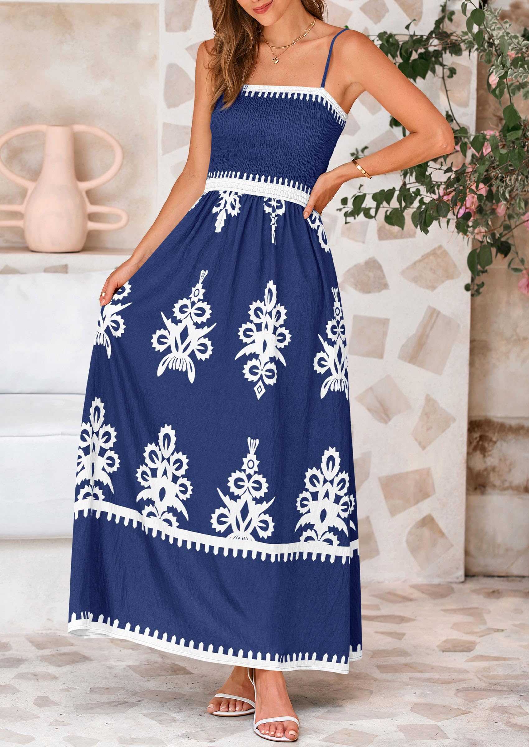 Foto 8 pulgar | Vestido De Verano Prettygarden Vestido De Verano Con Estampado Floral Para Mujer, Color Azul Oscuro - Venta Internacio