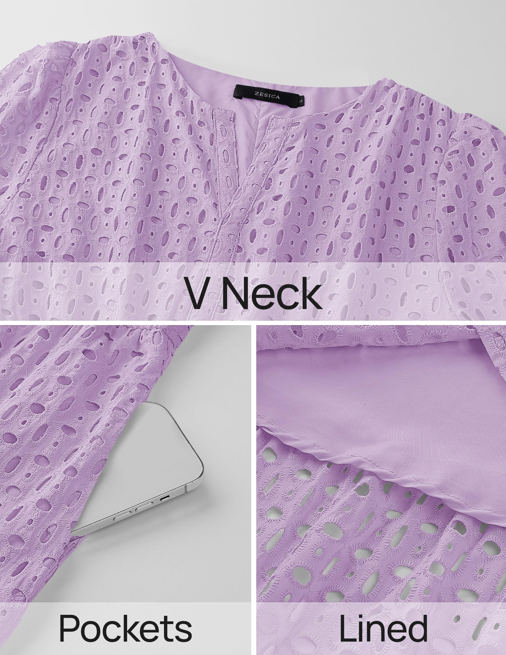Foto 8 pulgar | Vestido Largo Zesica 2025 De Verano Con Manga Corta Y Cuello En V Para Mujer - Venta Internacional.
