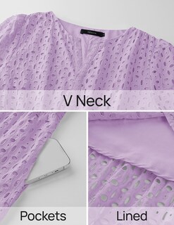 Foto 7 | Vestido Largo Zesica 2025 De Verano Con Manga Corta Y Cuello En V Para Mujer - Venta Internacional.