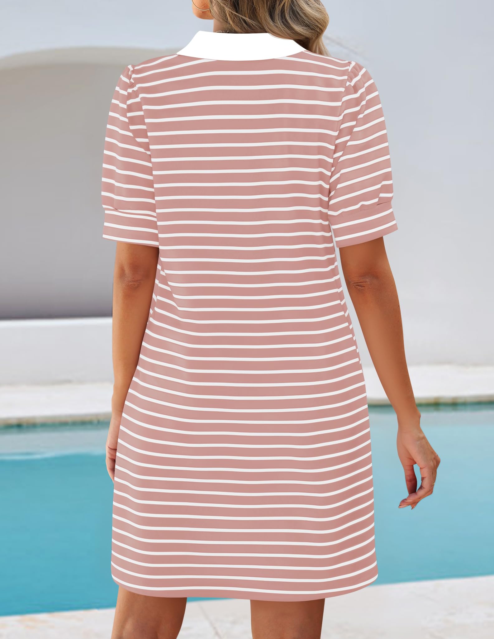 Foto 5 pulgar | Vestido Zesica Summer Casual a Rayas Mini Rosa - Venta Internacional