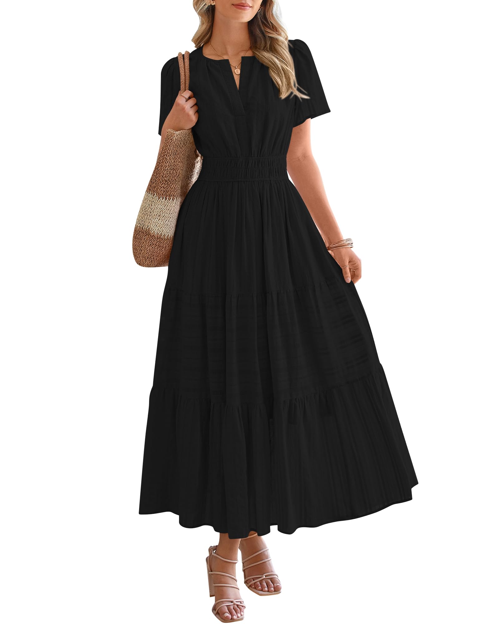 Foto 2 pulgar | Vestido Casual Btfbm Para Mujer, Verano 2025, Cuello En V Y Cintura Elástica - Venta Internacional.