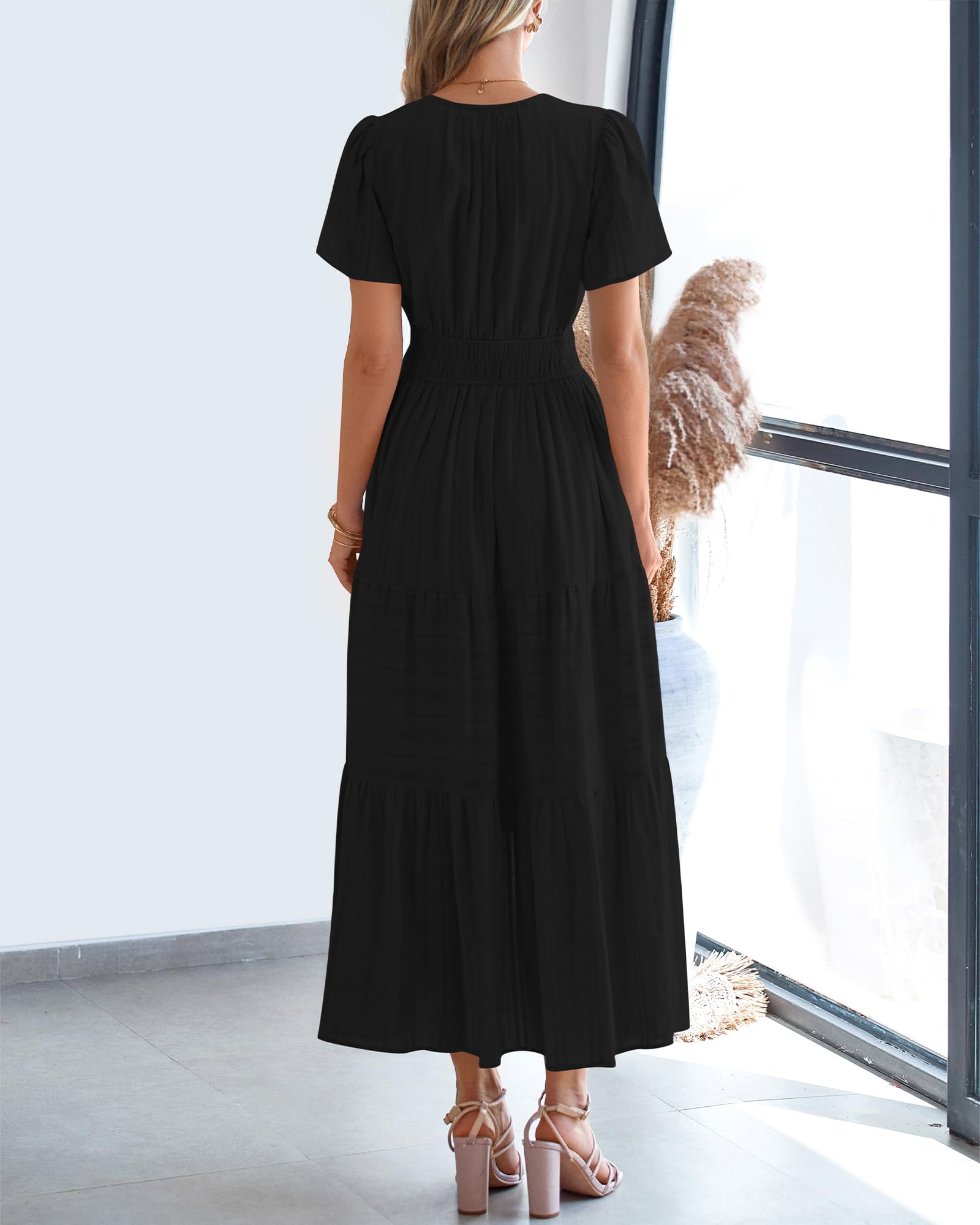 Foto 4 pulgar | Vestido Casual Btfbm Para Mujer, Verano 2025, Cuello En V Y Cintura Elástica - Venta Internacional.