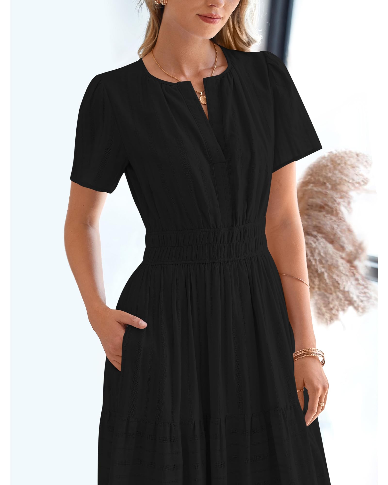 Foto 8 pulgar | Vestido Casual Btfbm Para Mujer, Verano 2025, Cuello En V Y Cintura Elástica - Venta Internacional.