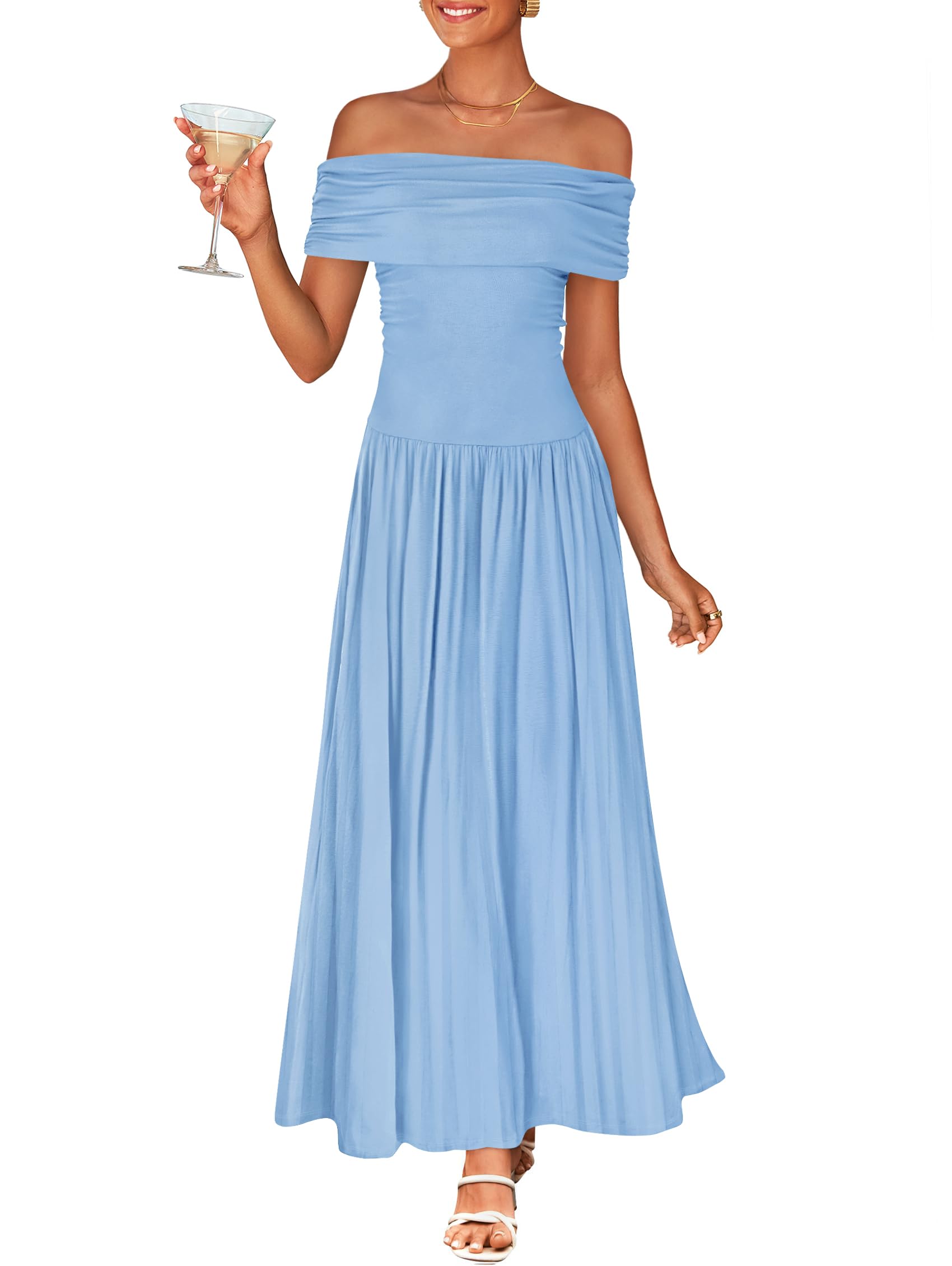 Foto 2 pulgar | Vestido Largo Zesica 2025 Sin Mangas De Verano Con Hombros Descubiertos Para Mujer - Venta Internacional.