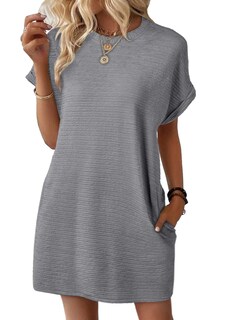 Foto 1 | Vestido Evaless De Manga Corta A La Moda De Verano Mini Con Bolsillos - Venta Internacional.
