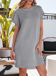 Foto 3 | Vestido Evaless De Manga Corta A La Moda De Verano Mini Con Bolsillos - Venta Internacional.