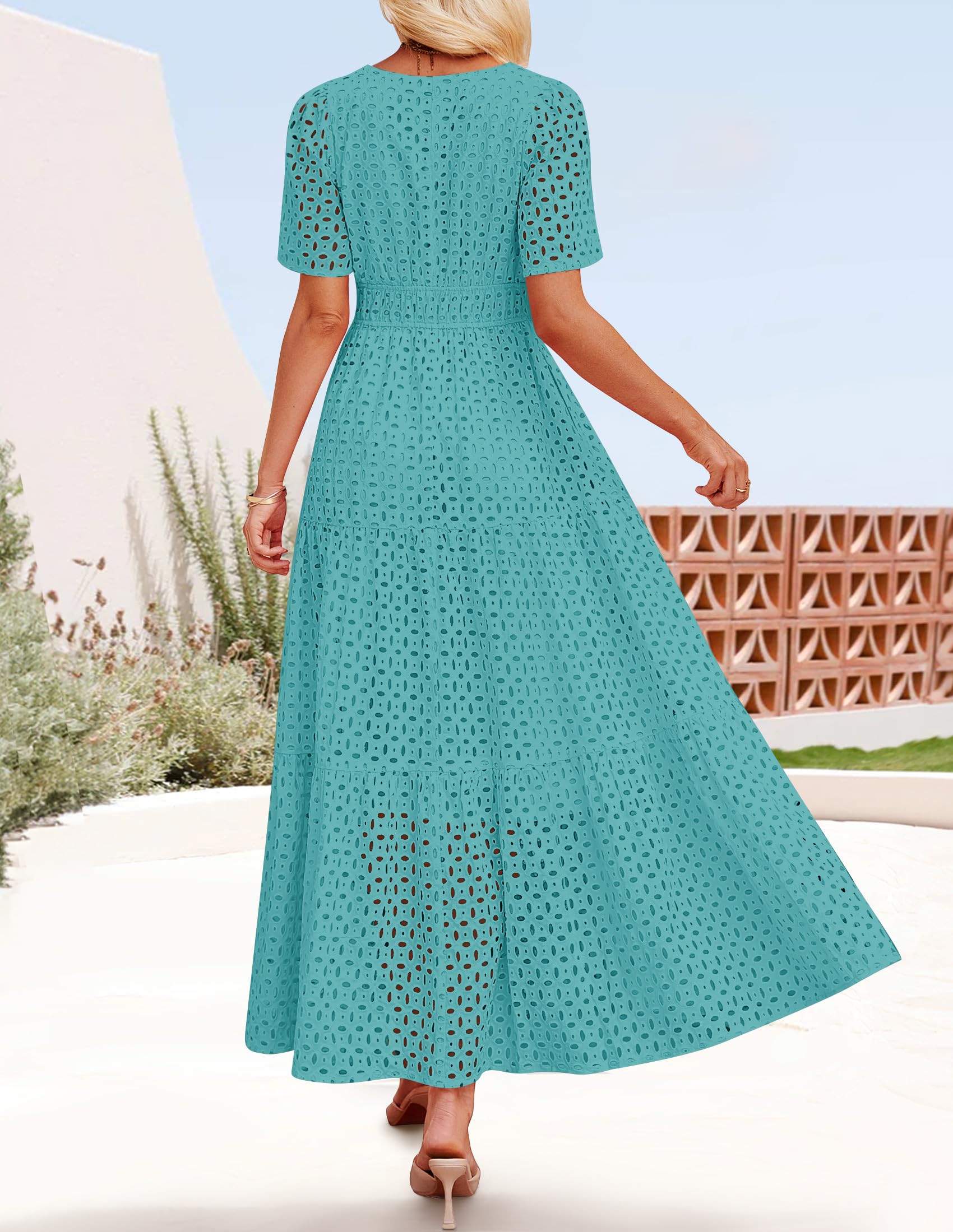Foto 5 | Vestido Largo Zesica 2025 De Verano Con Manga Corta Y Cuello En V Para Mujer - Venta Internacional.