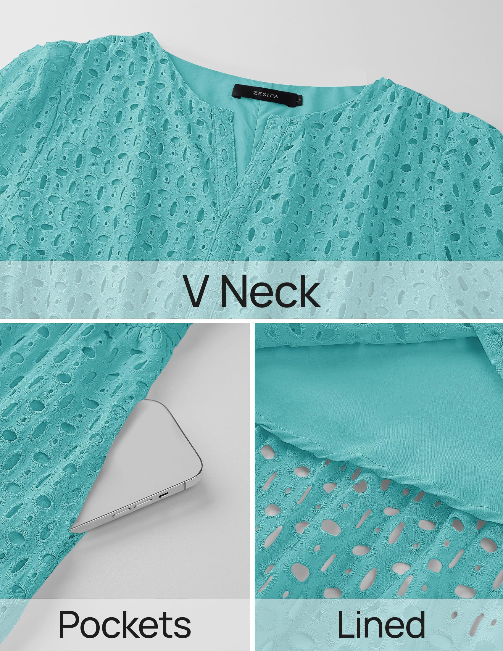 Foto 7 | Vestido Largo Zesica 2025 De Verano Con Manga Corta Y Cuello En V Para Mujer - Venta Internacional.