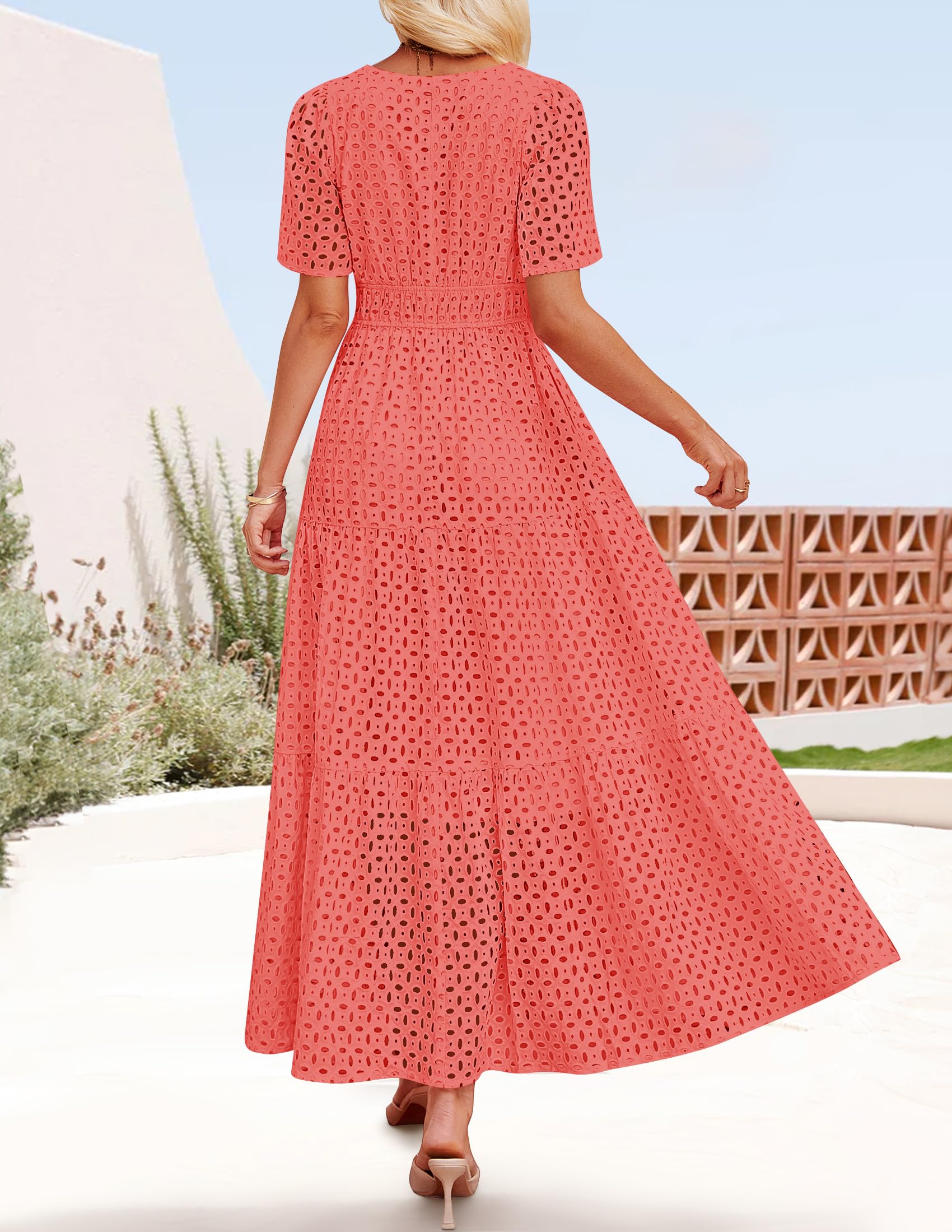 Foto 5 | Vestido Largo Zesica 2025 De Verano Con Manga Corta Y Cuello En V Para Mujer - Venta Internacional.
